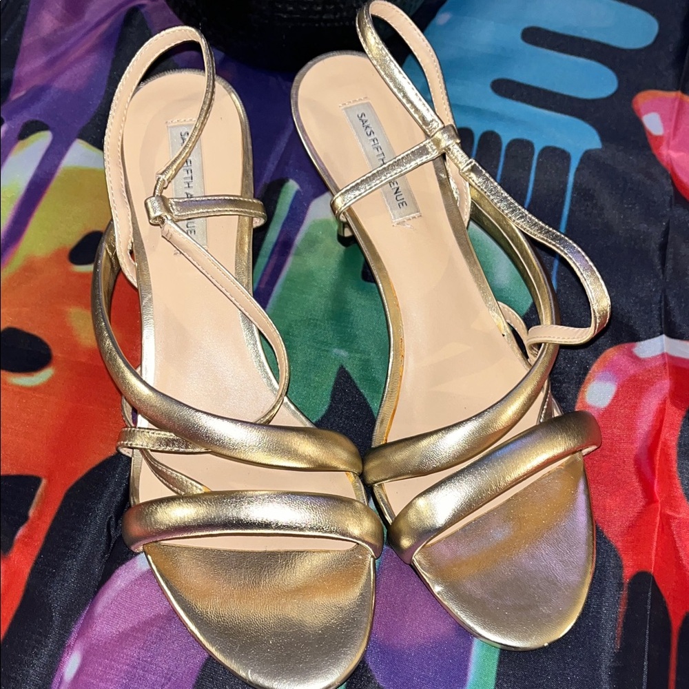 Saks Fifth Avenue Gold Strappy Sandals